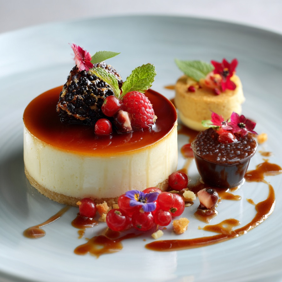 Plated dessert with sauce