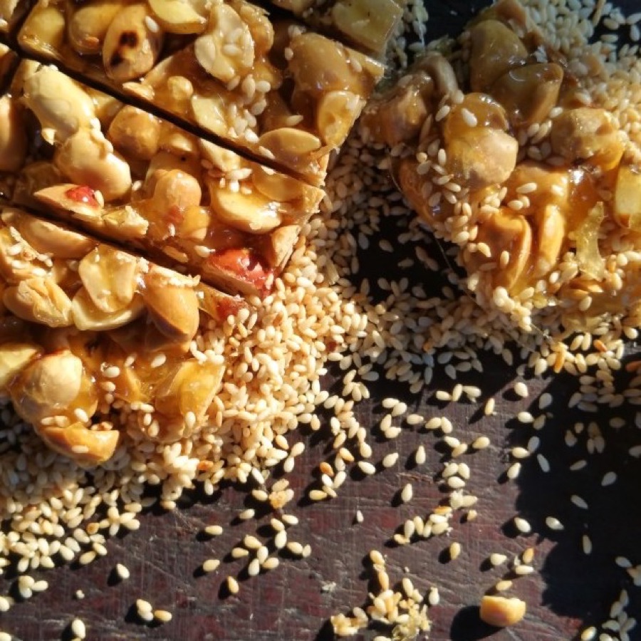 Crunchy snack mix in bowl