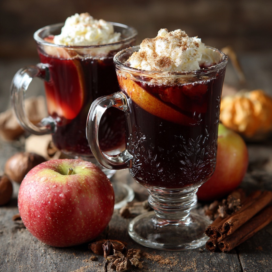 Autumn and winter flavour composition: spiced apple, toffee, pumpkin, bonfire, mulled wine
