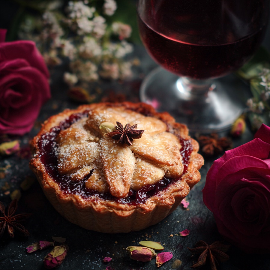Festive flavour composition: mulled berry, spiced clove, mince pie, brown butter