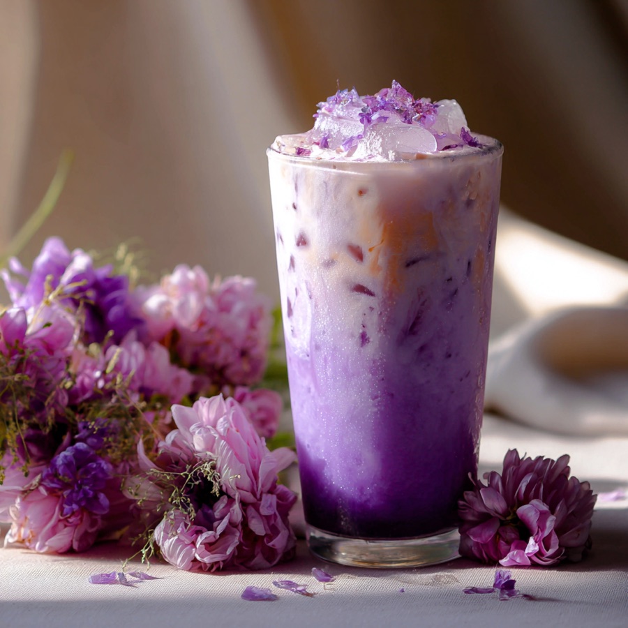 Iced ube latte, a current trending viral flavour
